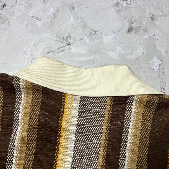 Nicholas Daley Striped Cotton Polo Shirt SIZE M Brown Heavyweight Collar Shirt - Picture 4 of 10